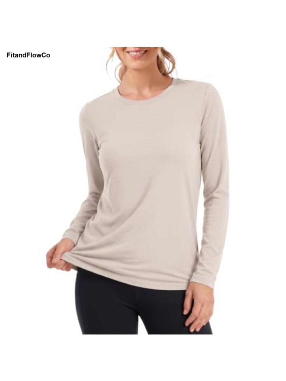 Merino Wool Blend Long Sleeve Thermal Shirt Crew Neck Layering Tee